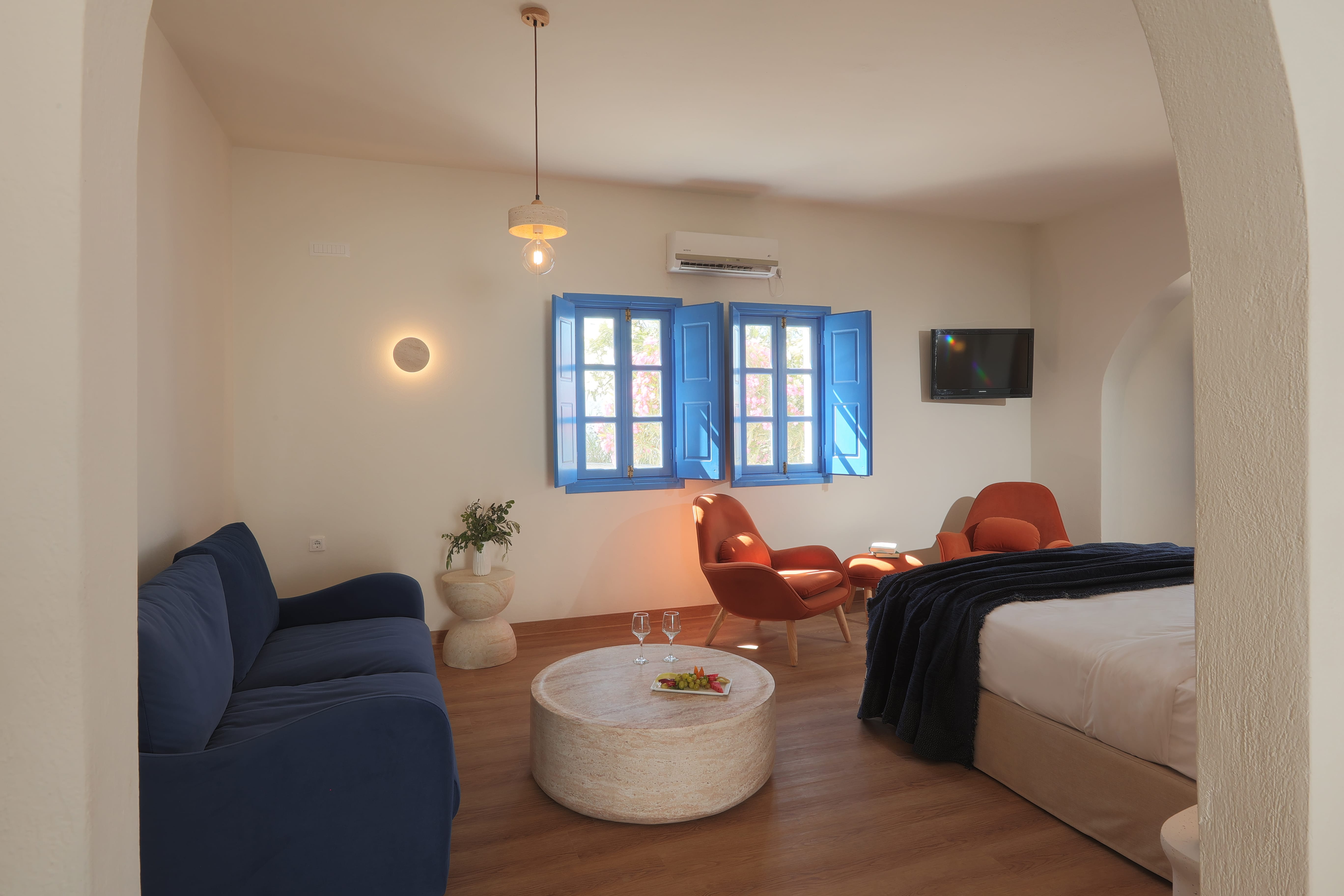 a room with a bed and a couch