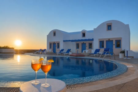 a pool with drinks in it
