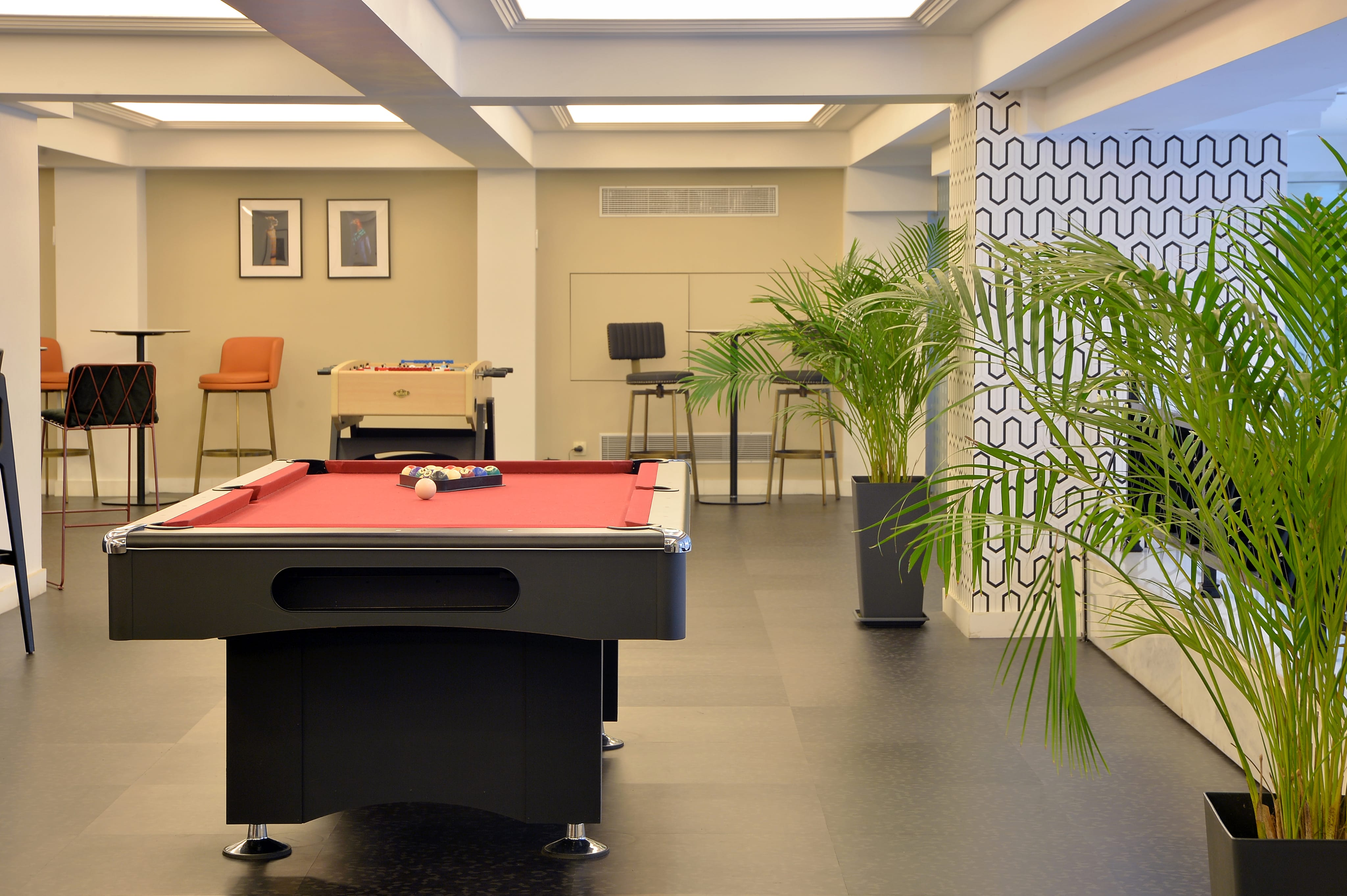 a pool table in a room