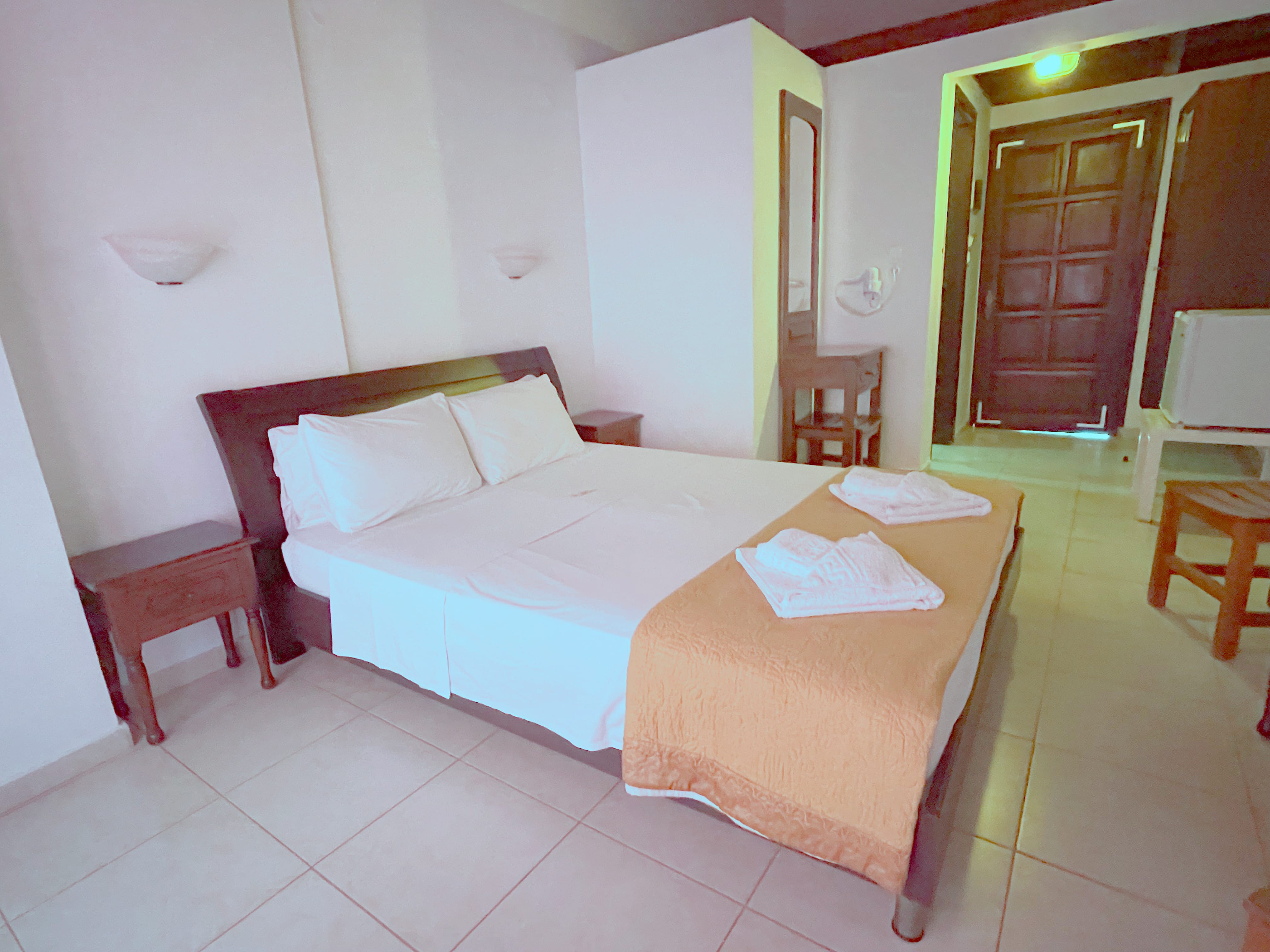 a bed in a room