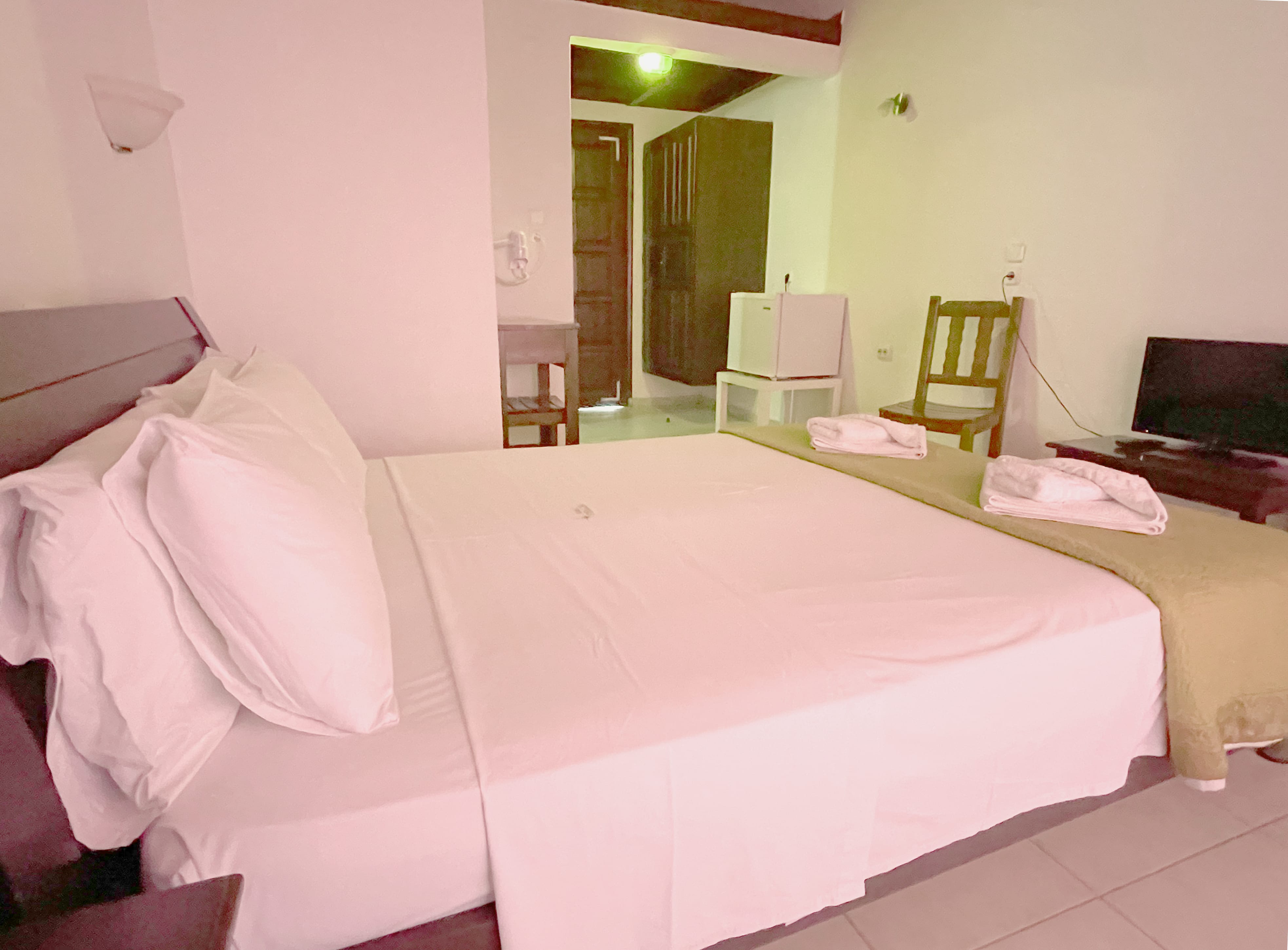 a bed in a room