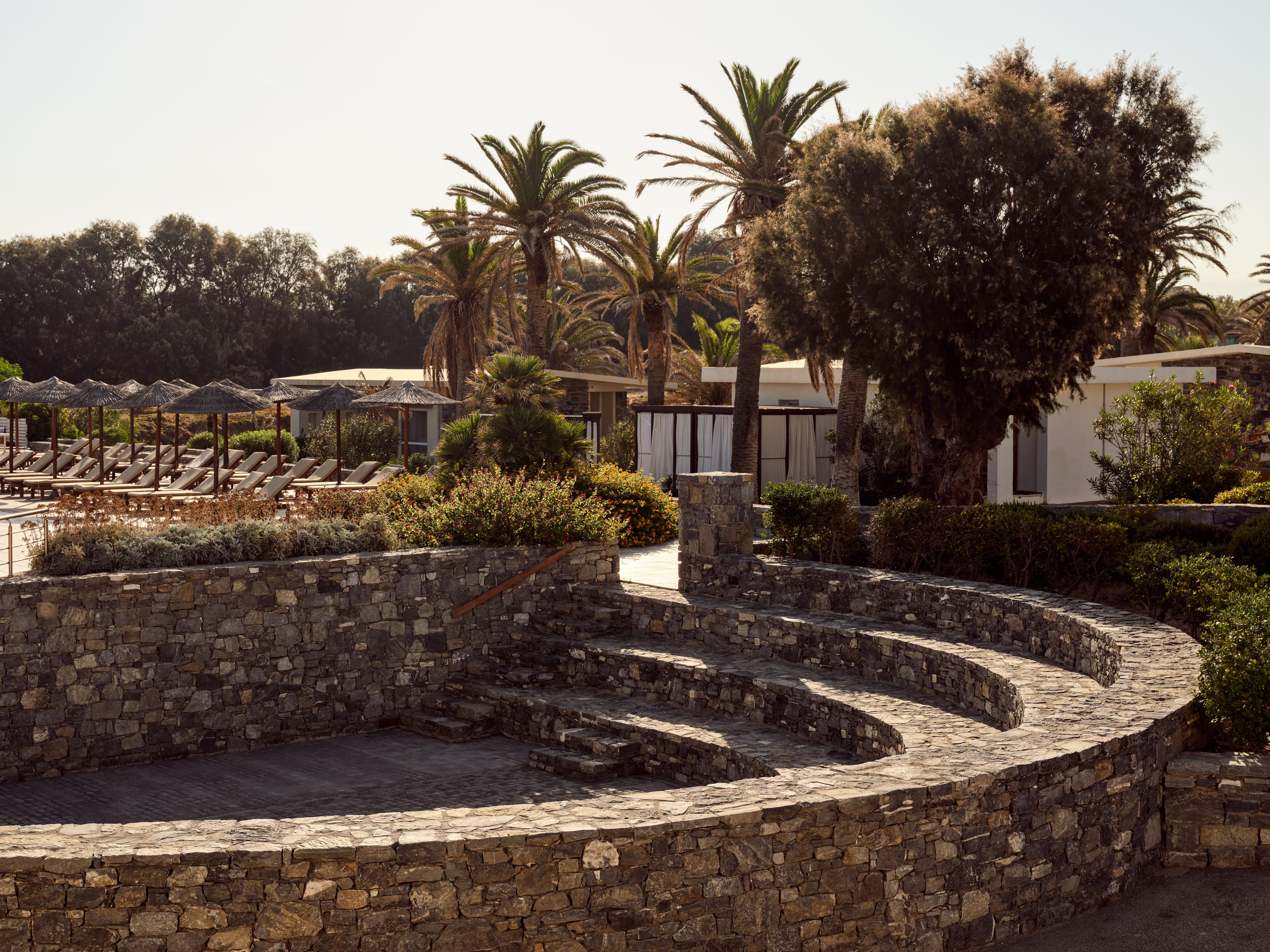 a stone wall with steps
