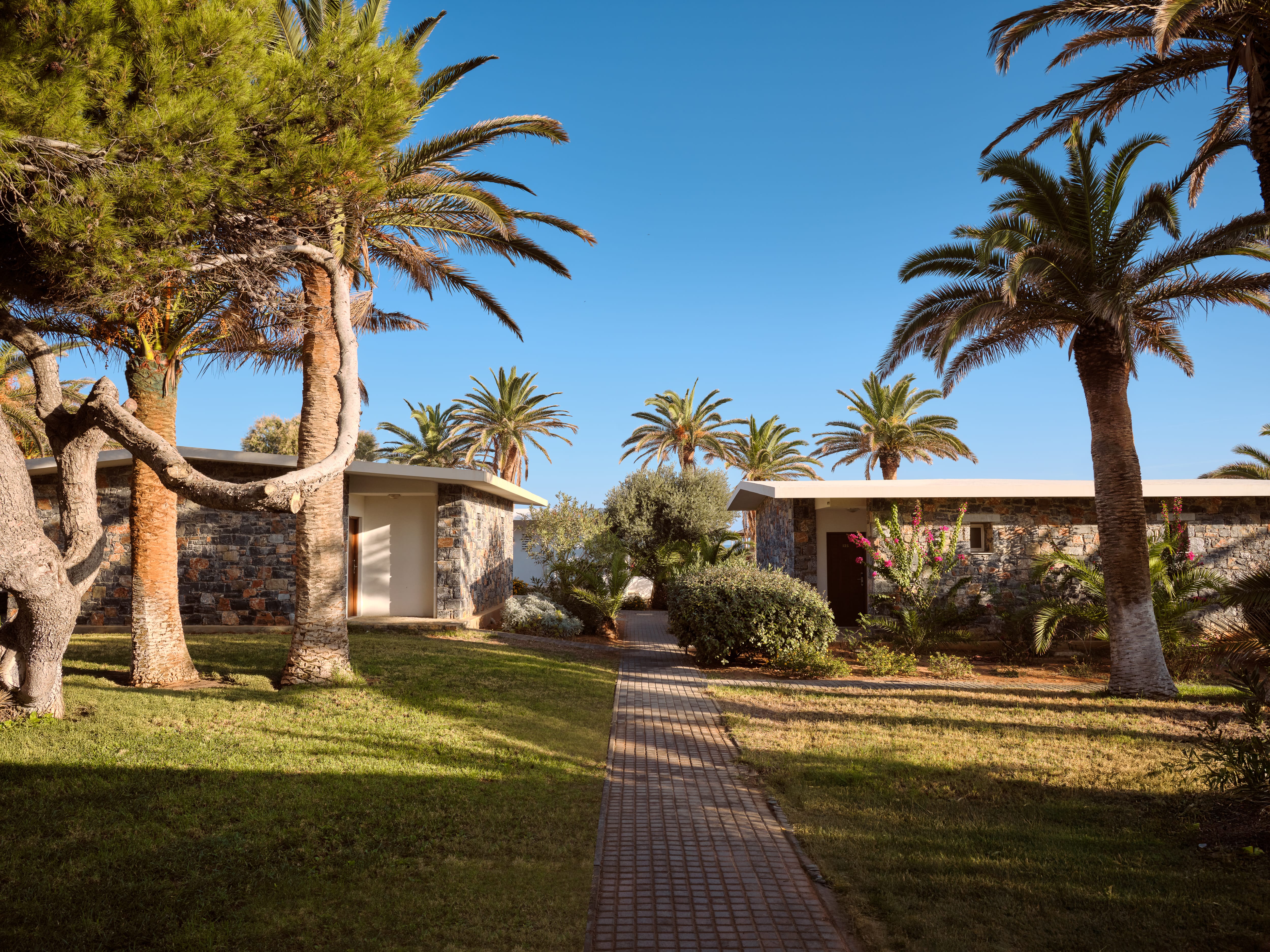 a walkway between two houses