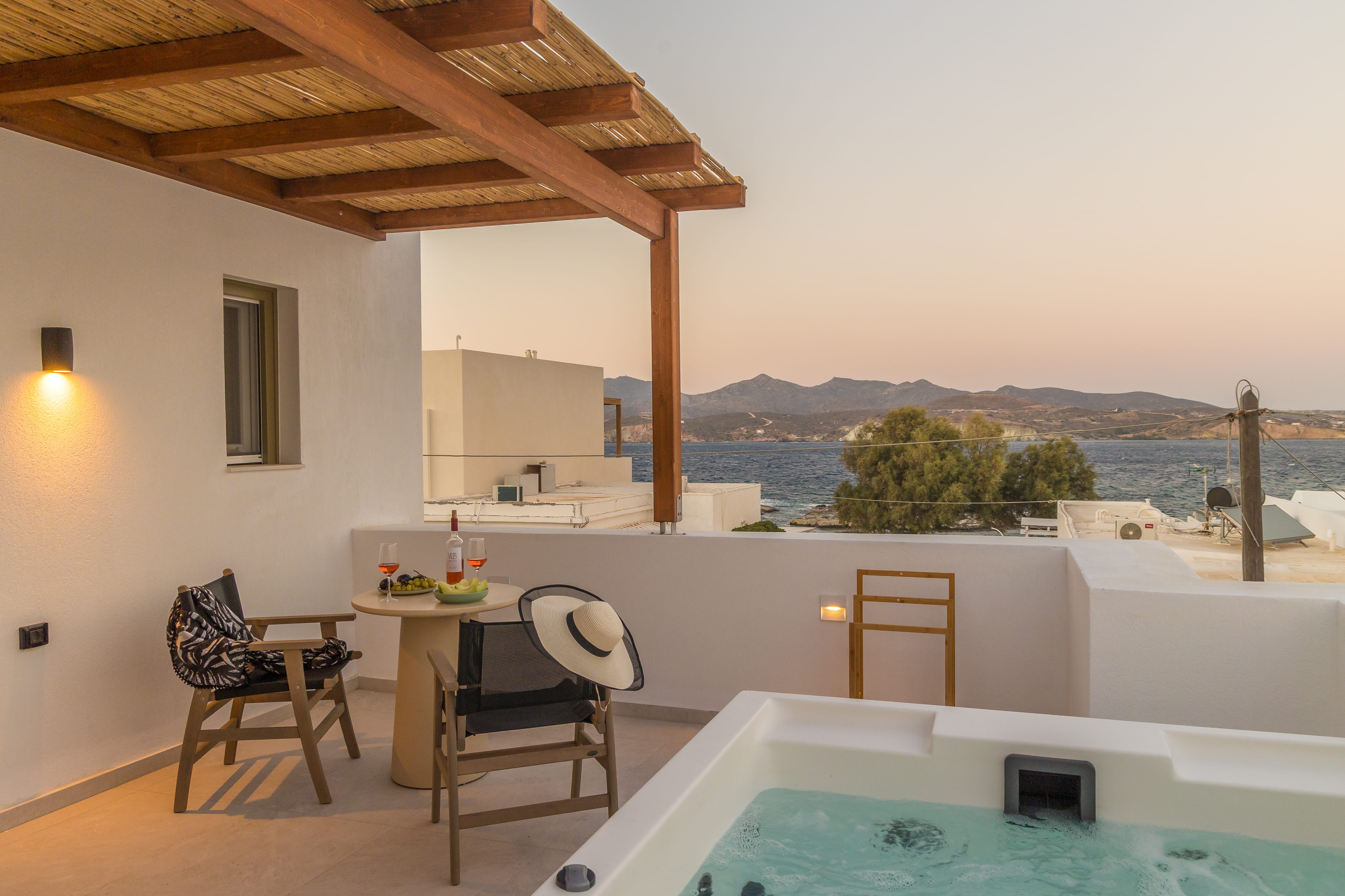 a hot tub on a patio