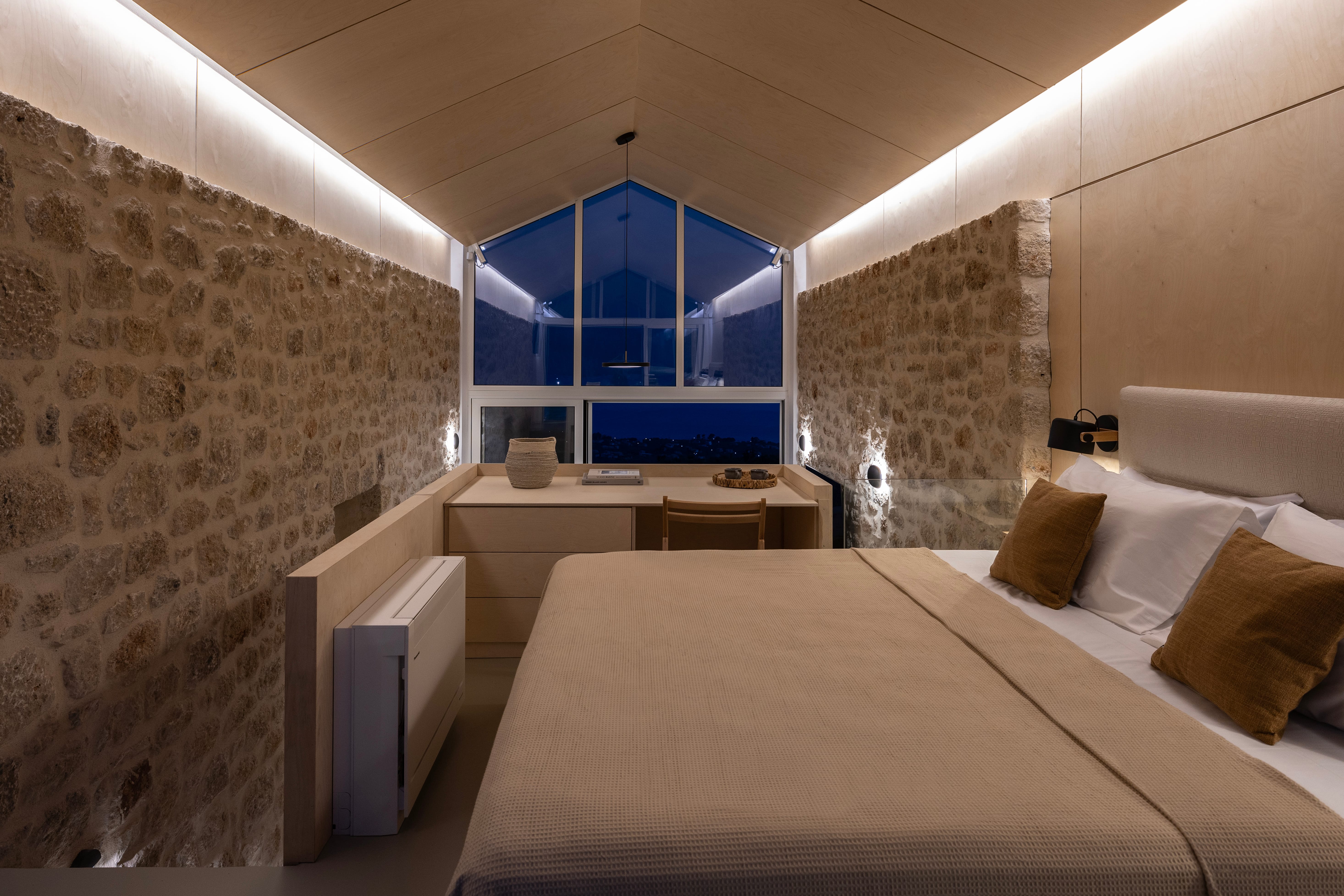 a bed in a room