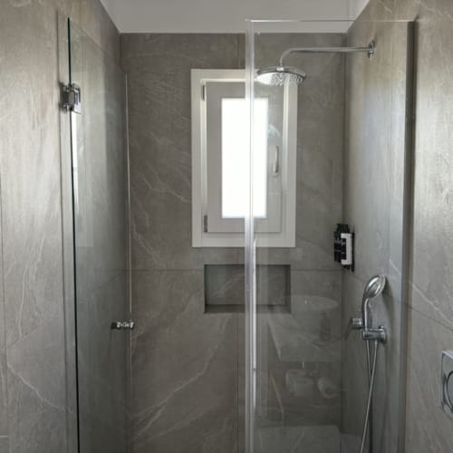 a shower with a window