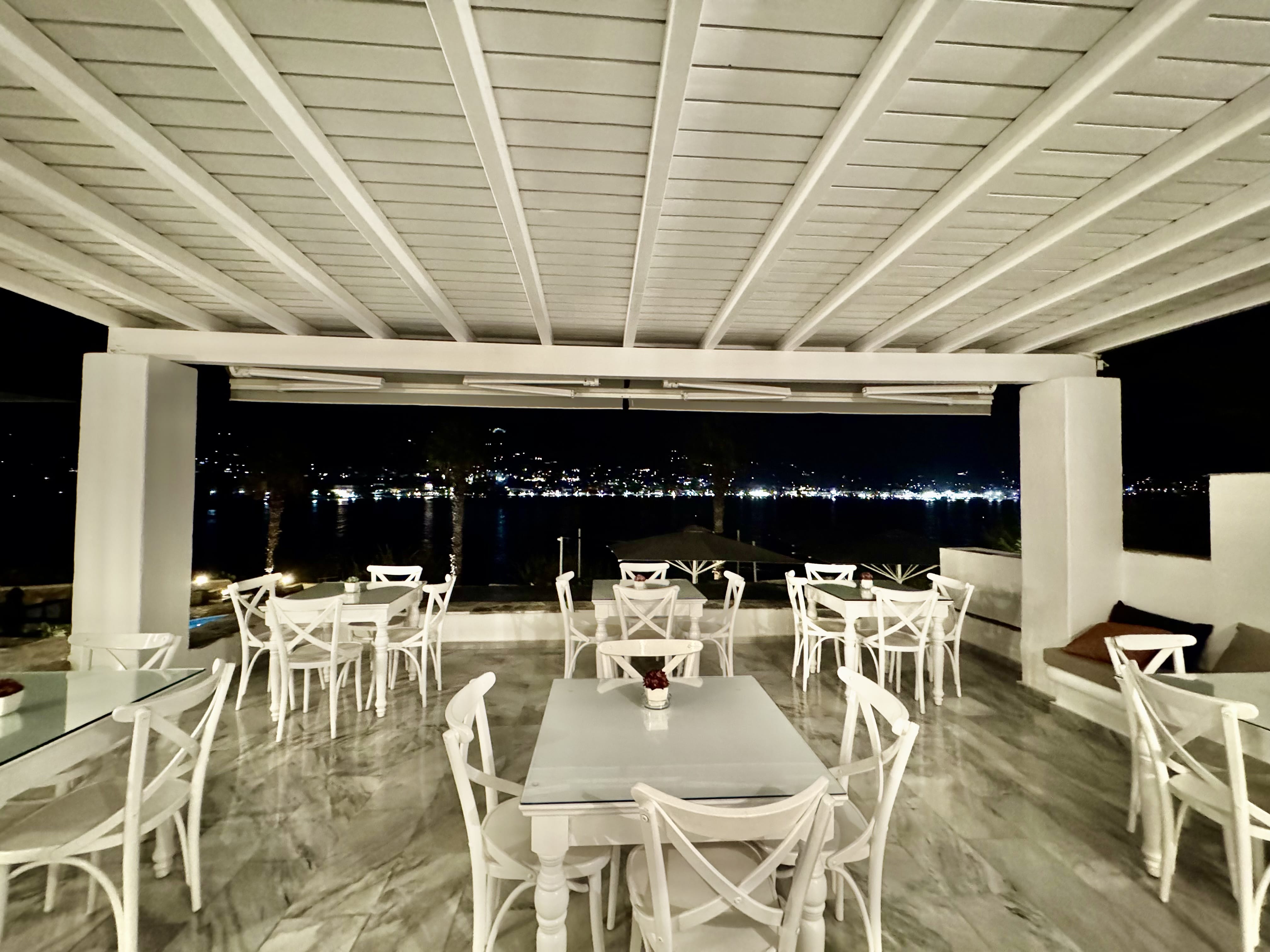 a room with tables and chairs