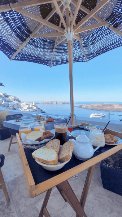 a table with food and drinks on it