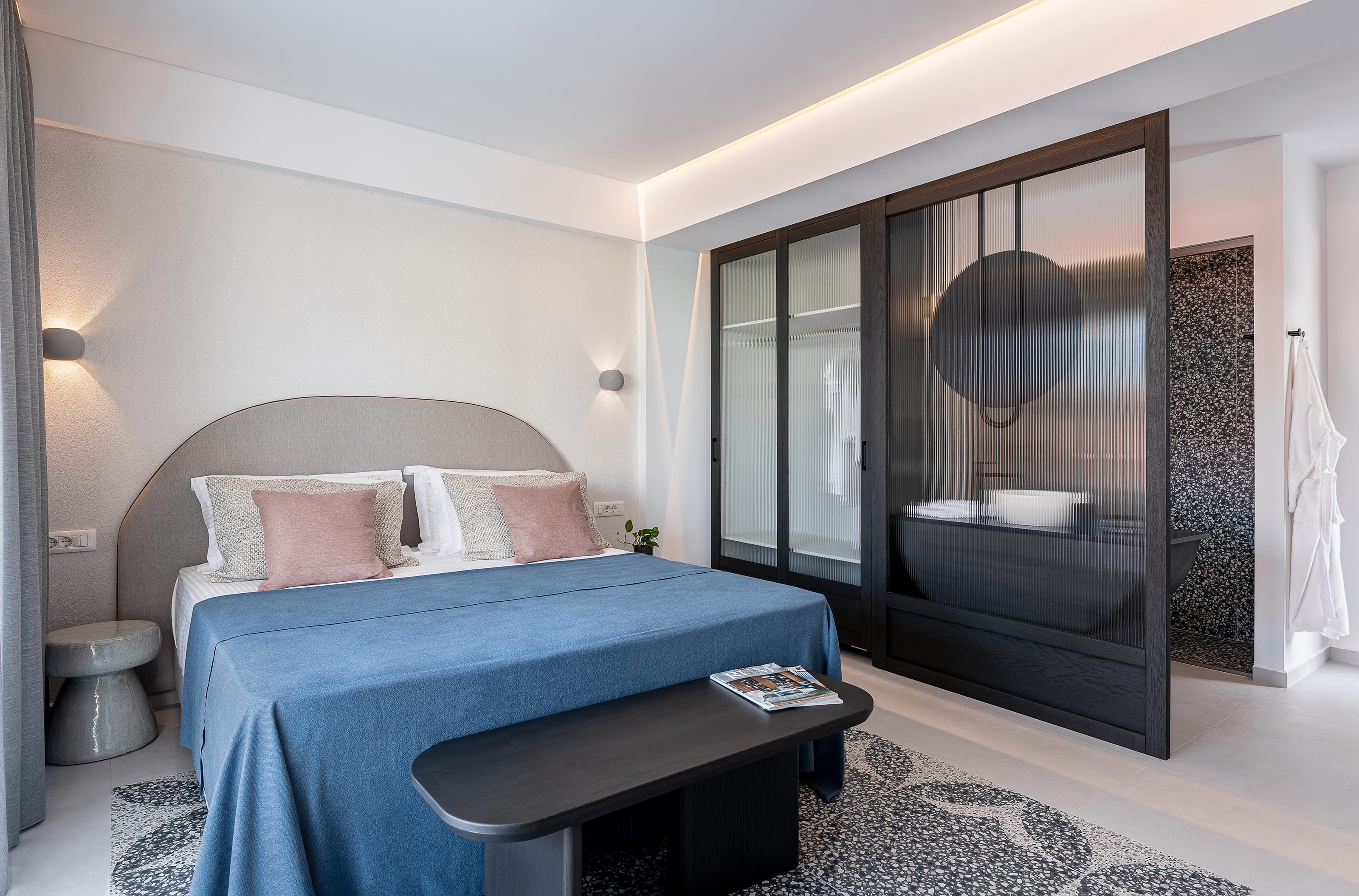 a pool with a house in the background