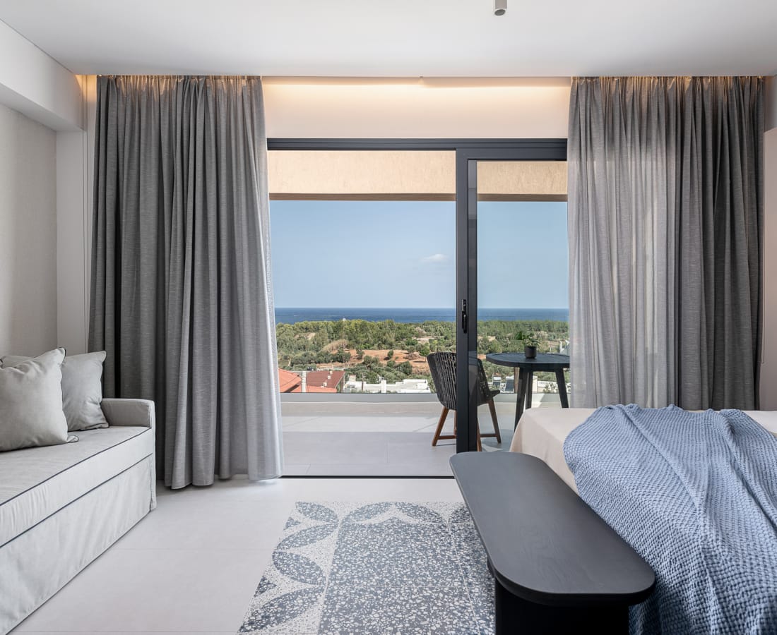 a room with a bed and a table