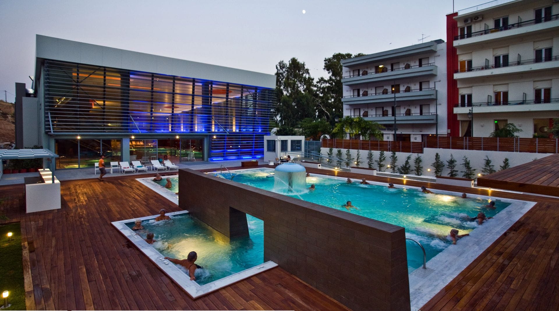 a pool in a building