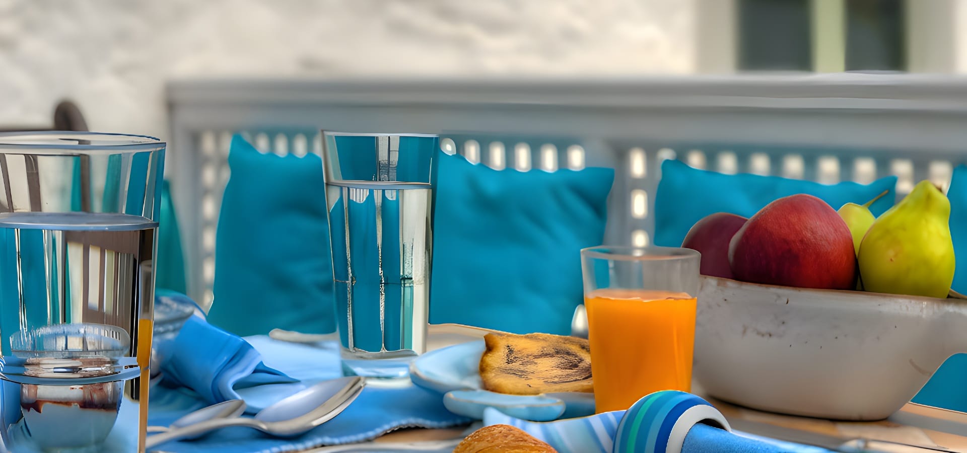 a table with food and drinks on it