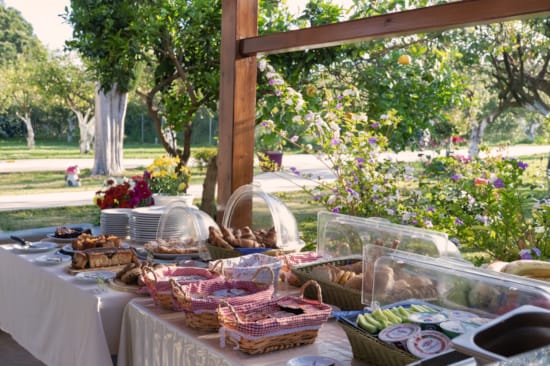 a table with food on it