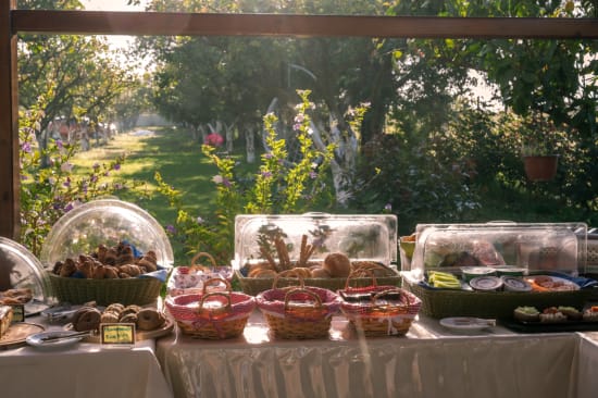 a table with food on it