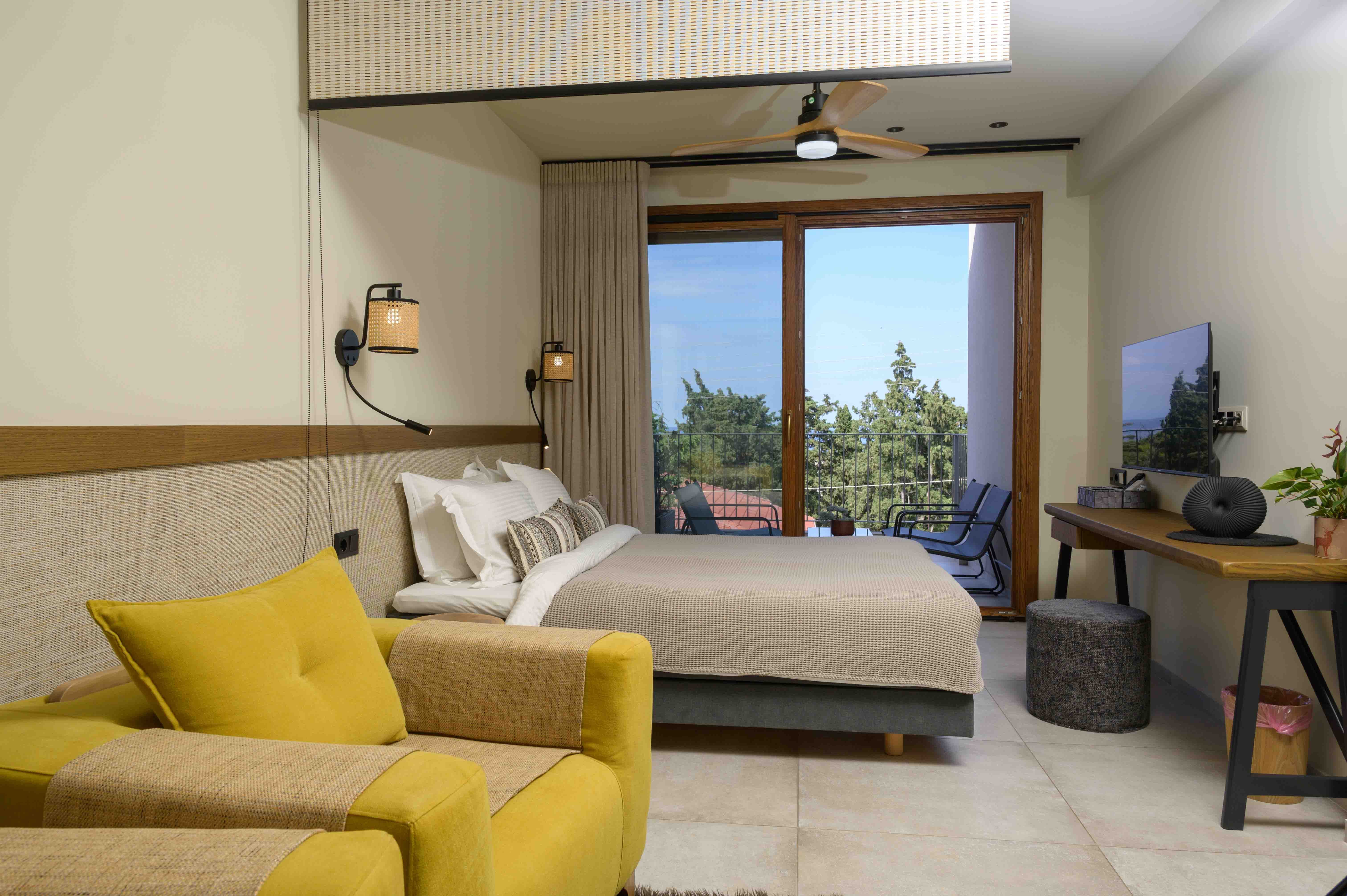 a room with a couch and a tv