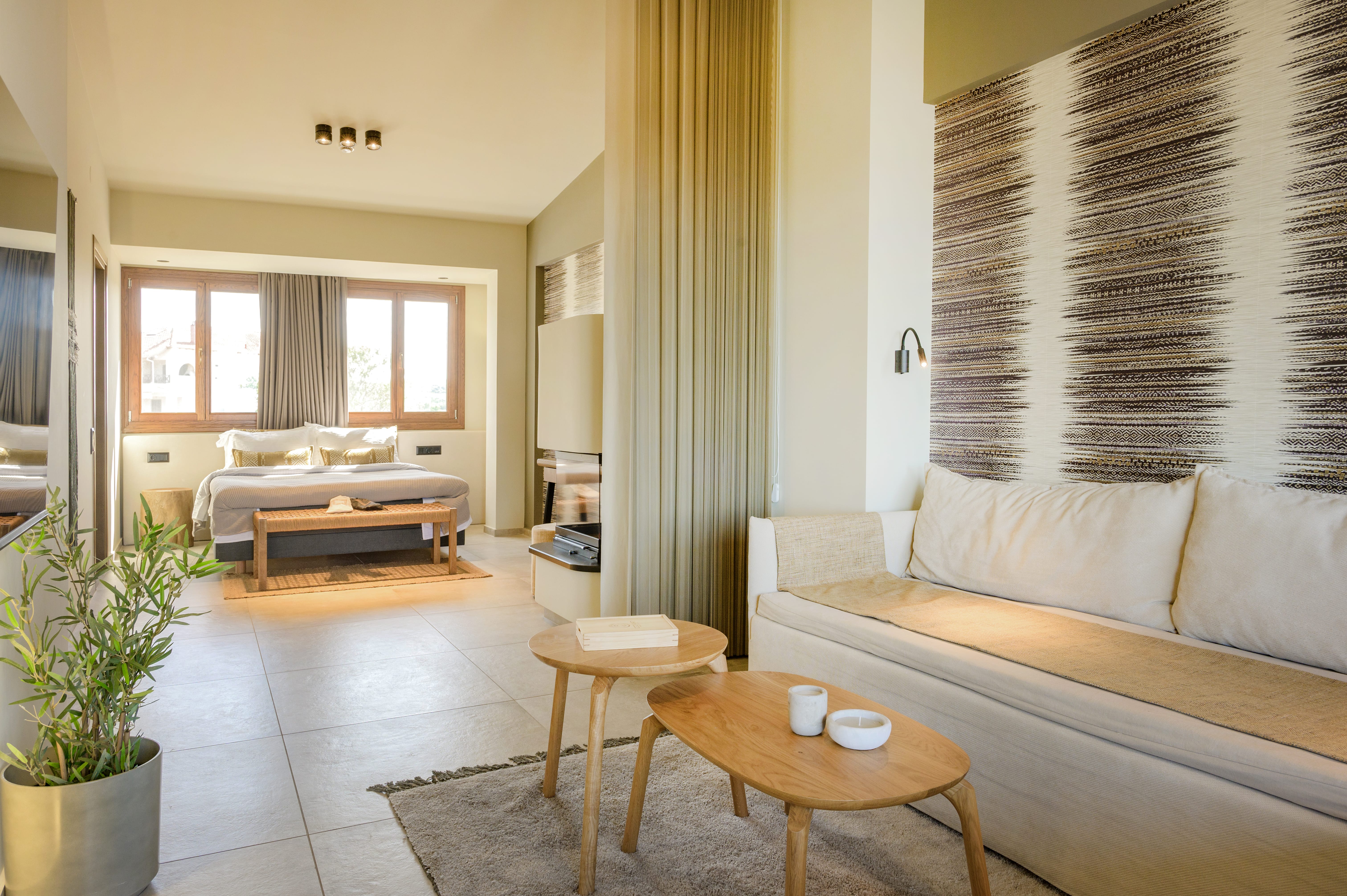 a room with a couch and a table