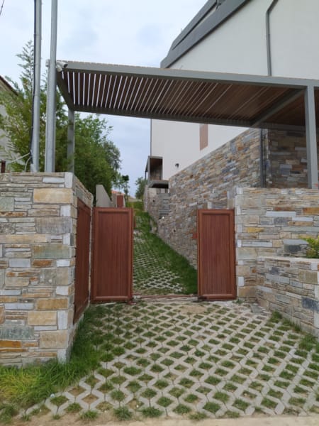 a brick building with a brick wall