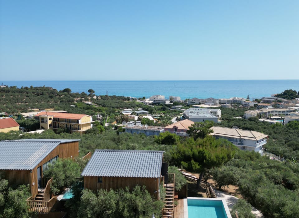 a high angle view of a town