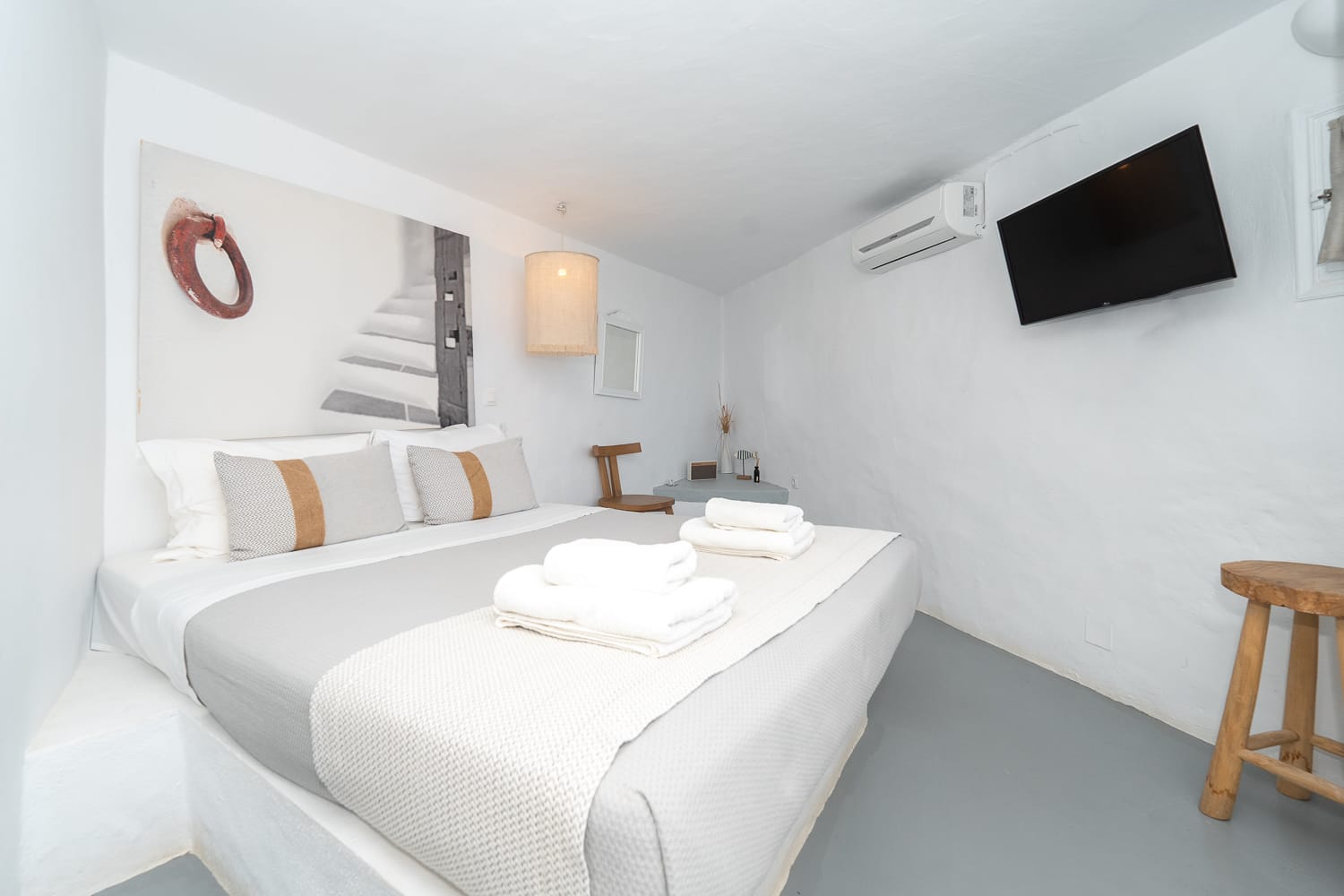 a bed in a room