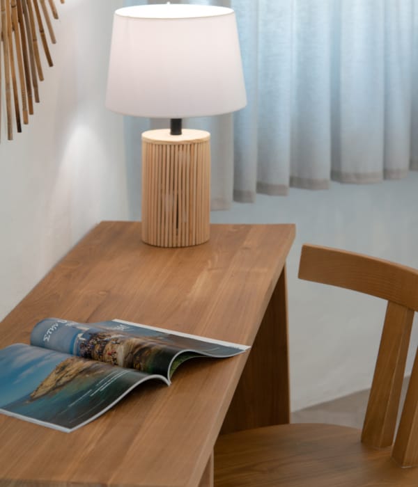 a lamp on a table