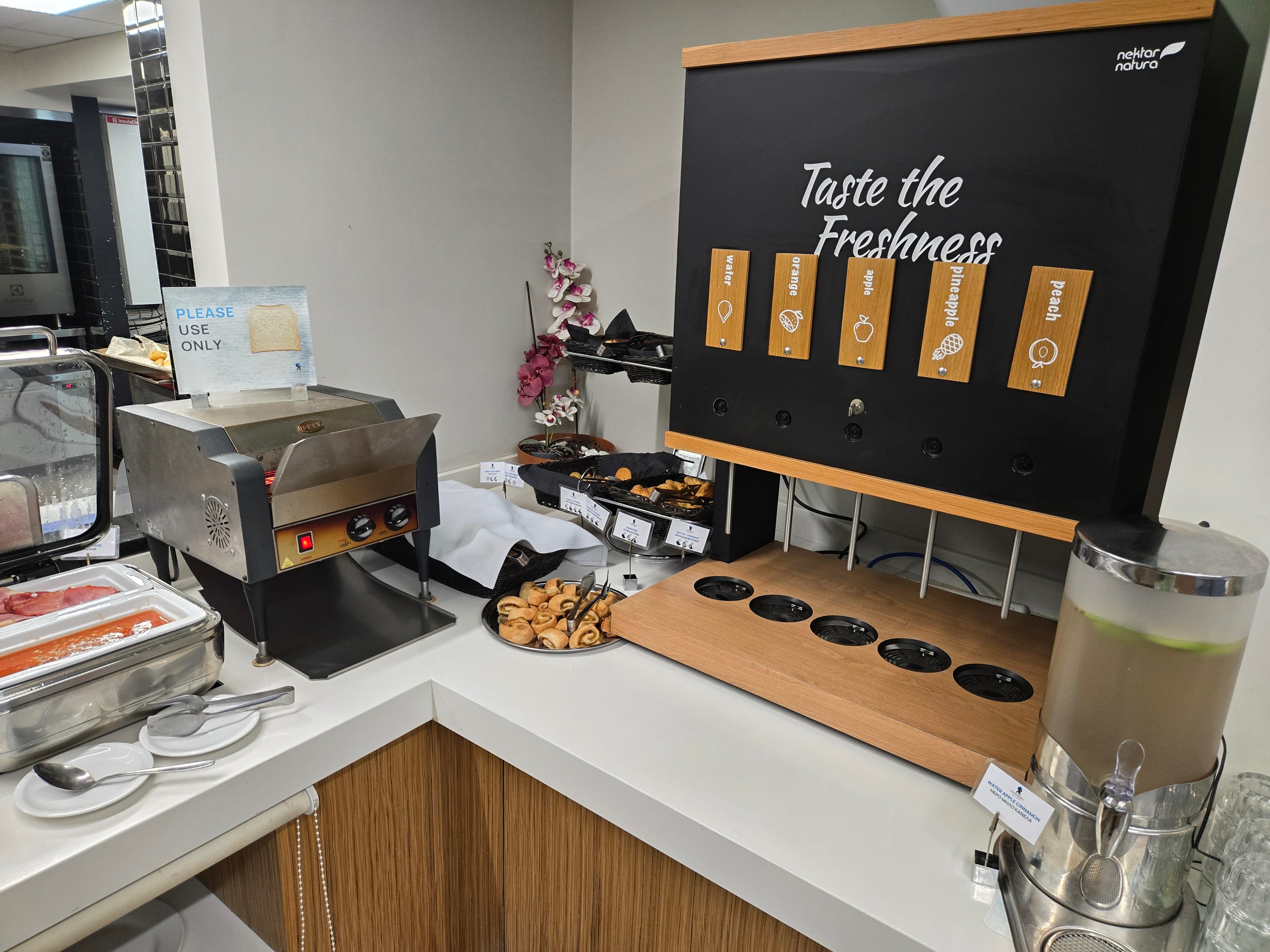 a counter with food items on it