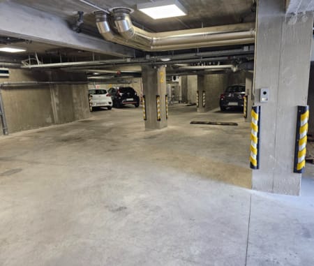 a parking garage with cars