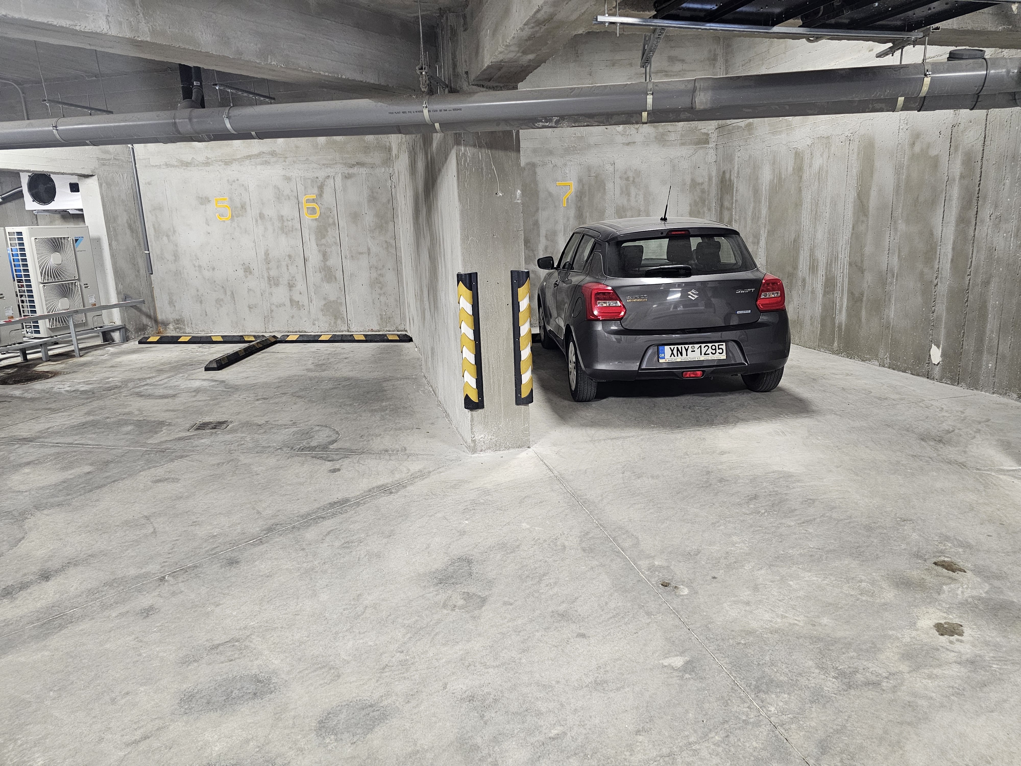 a car parked in a garage