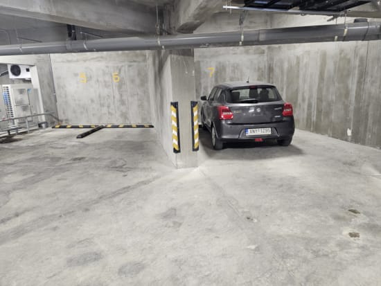 a car parked in a garage