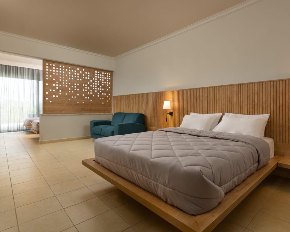 a bed in a room
