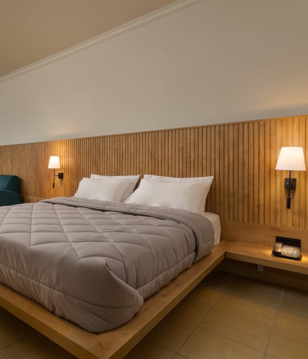 a bed in a room
