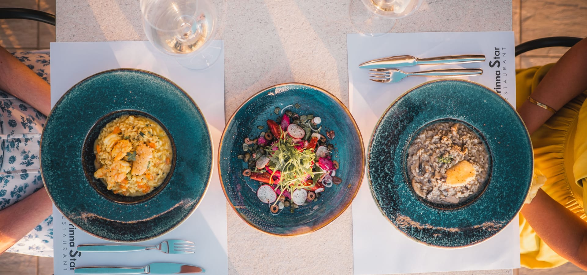 a group of bowls with food in them