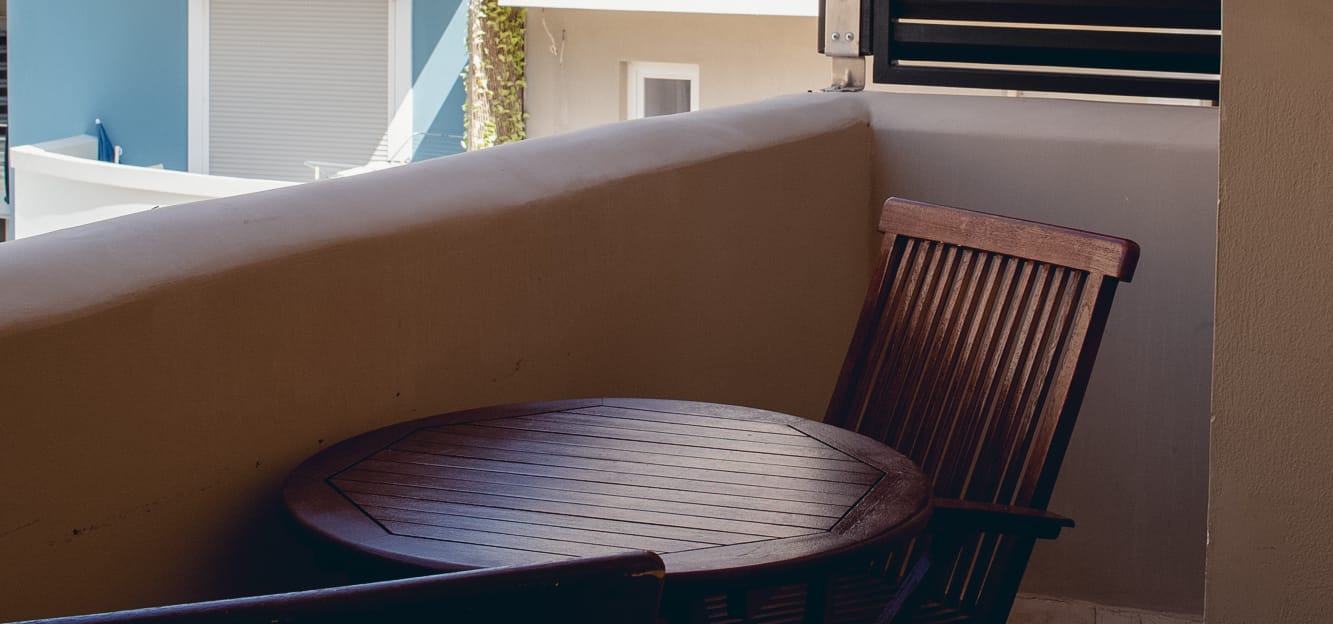 a table and chairs outside