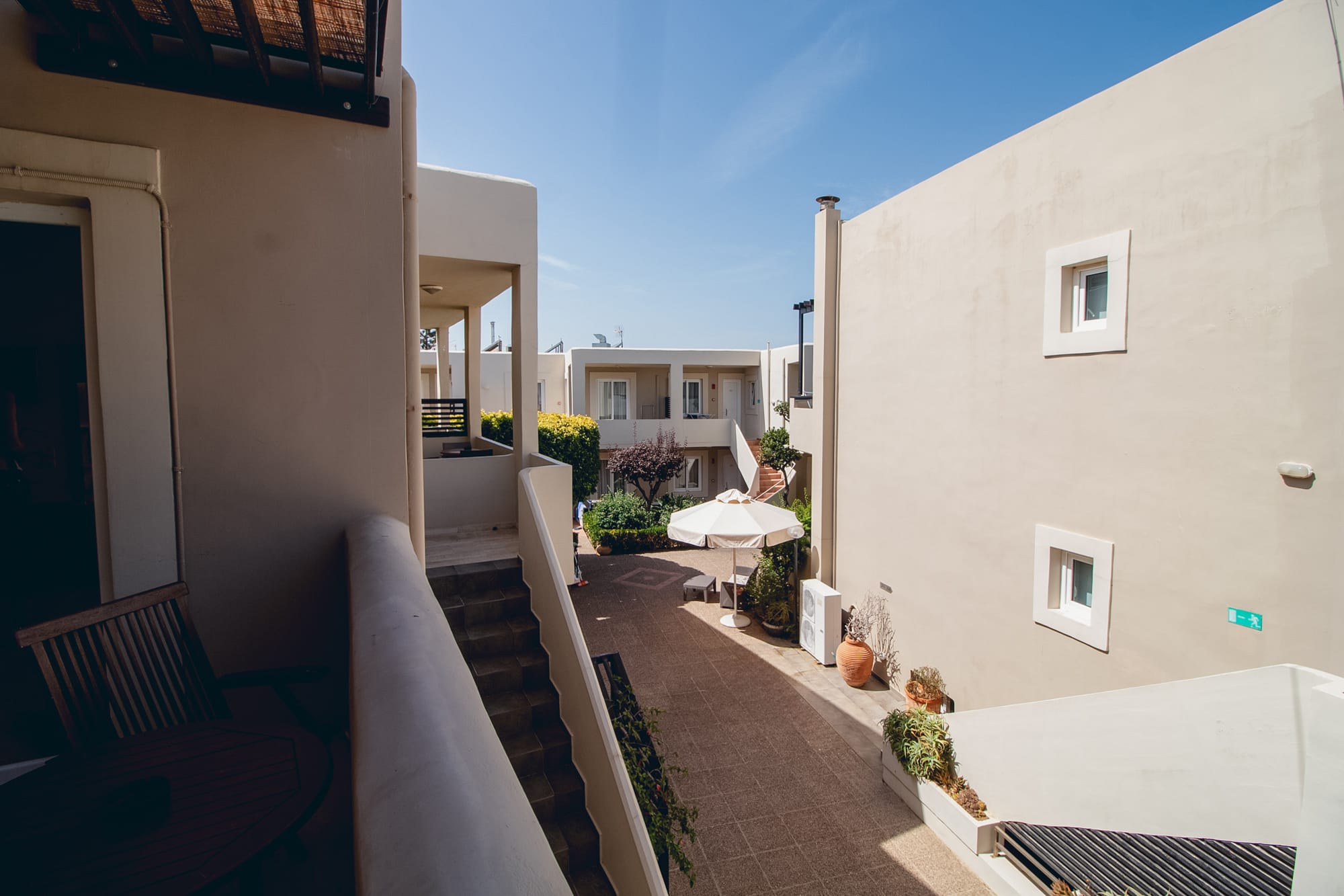 a walkway between buildings