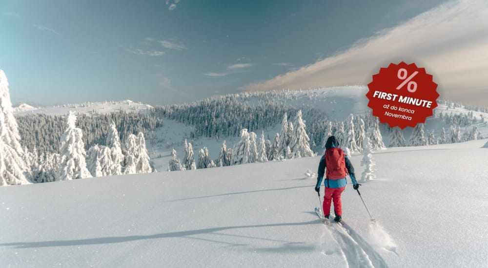 a person skiing on the snow