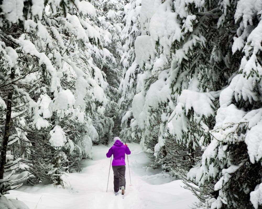 a person skiing on the snow