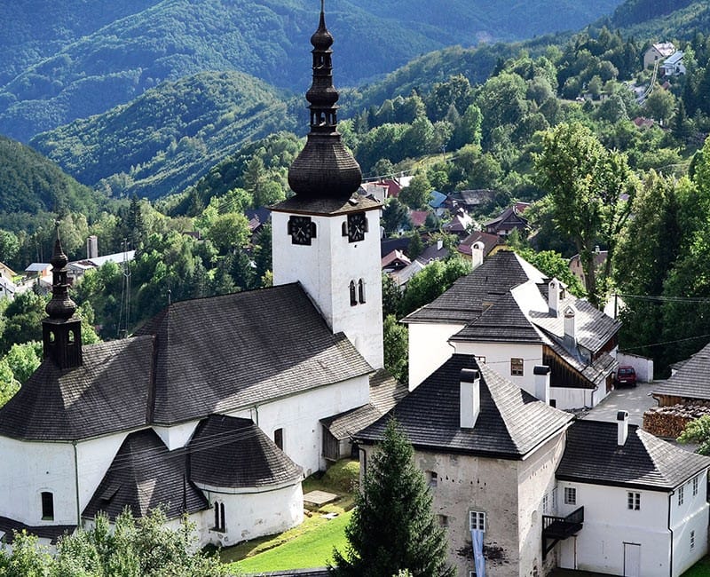a church in the middle of a forest