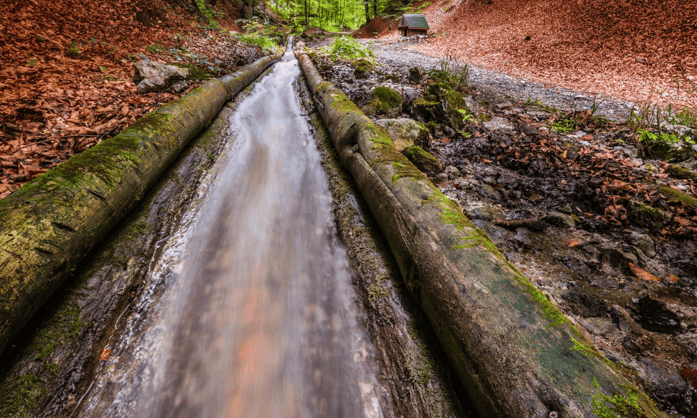 a long pipe in a ditch