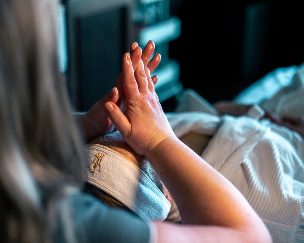 a person holding the hands up