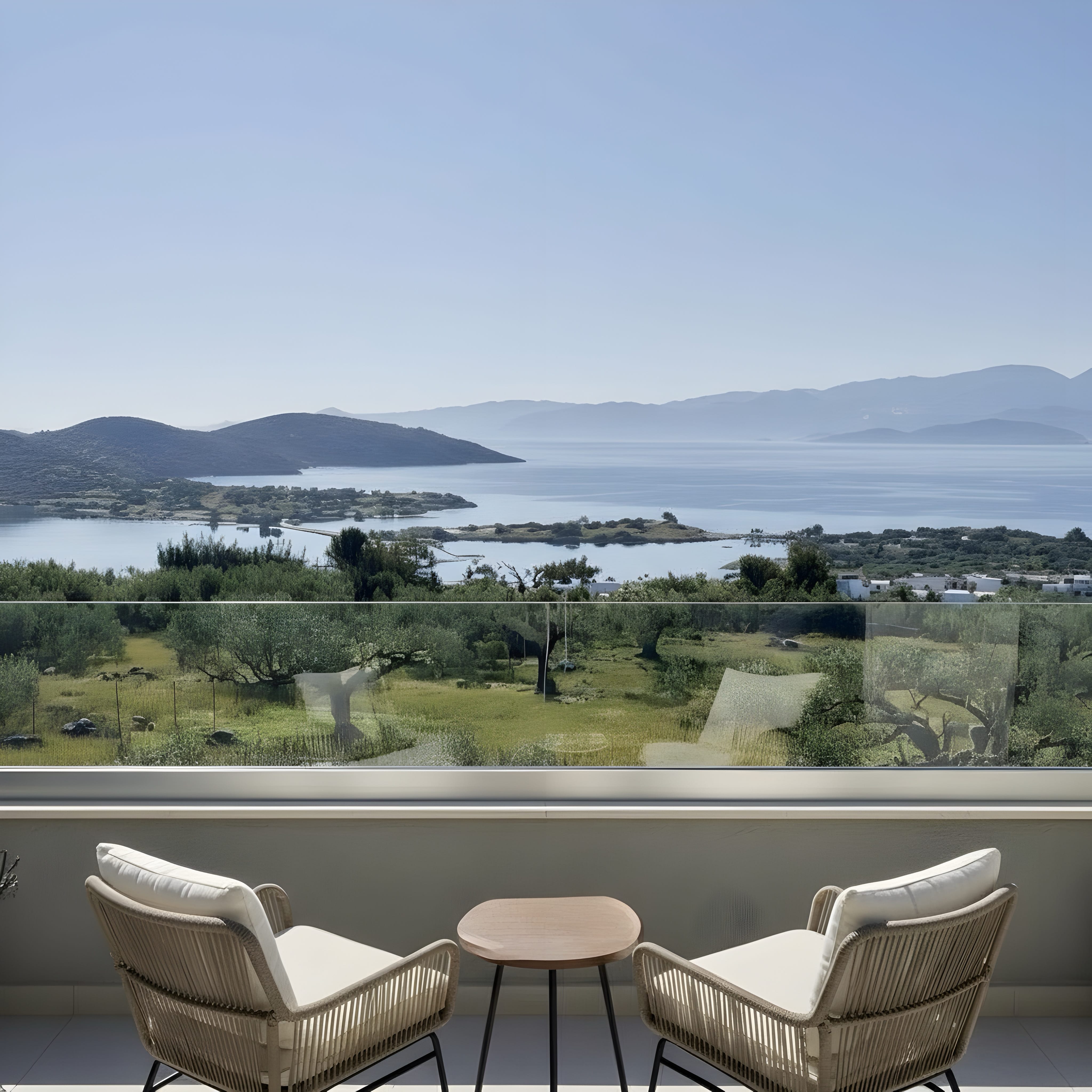 a balcony overlooking a city