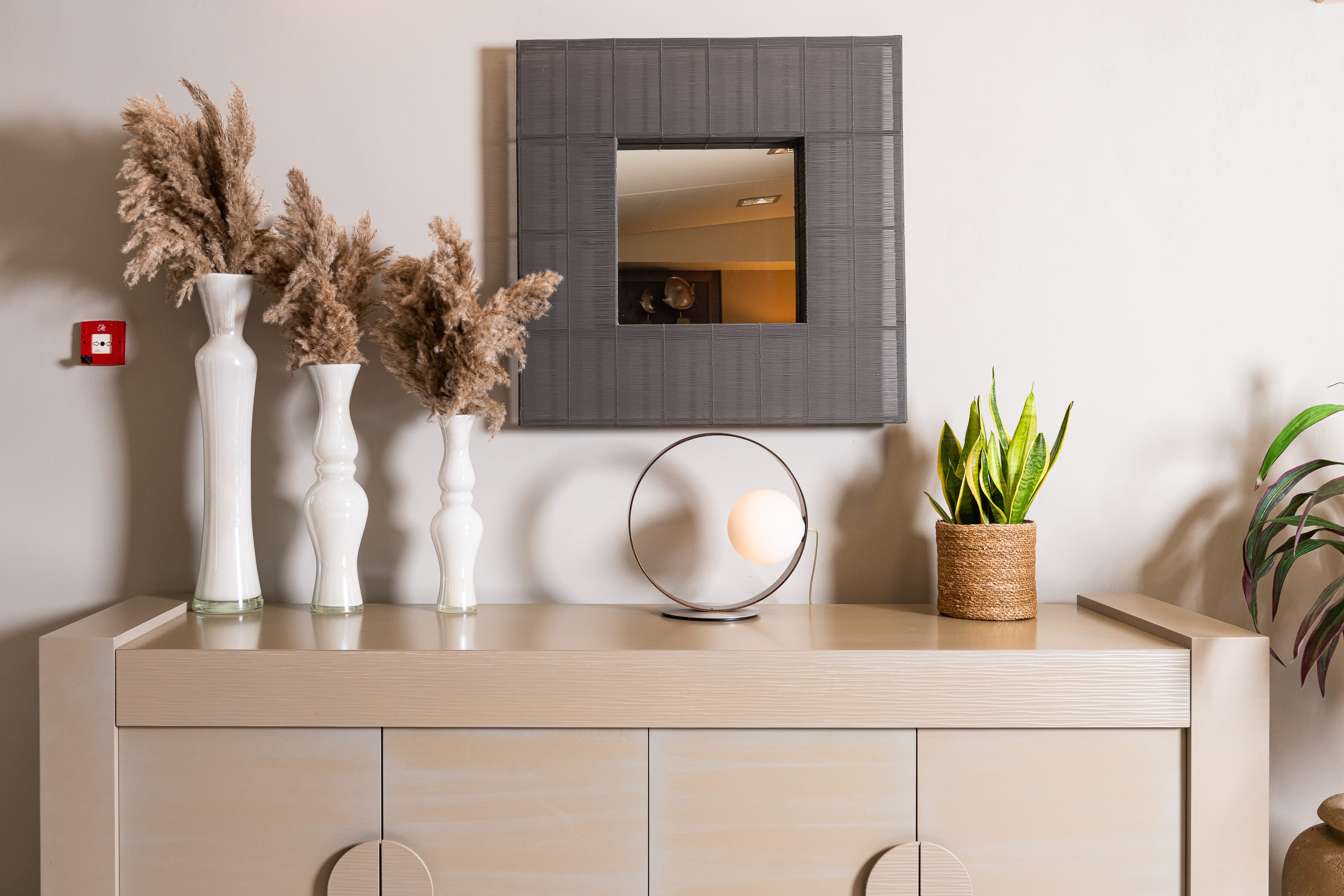 a mirror on a counter