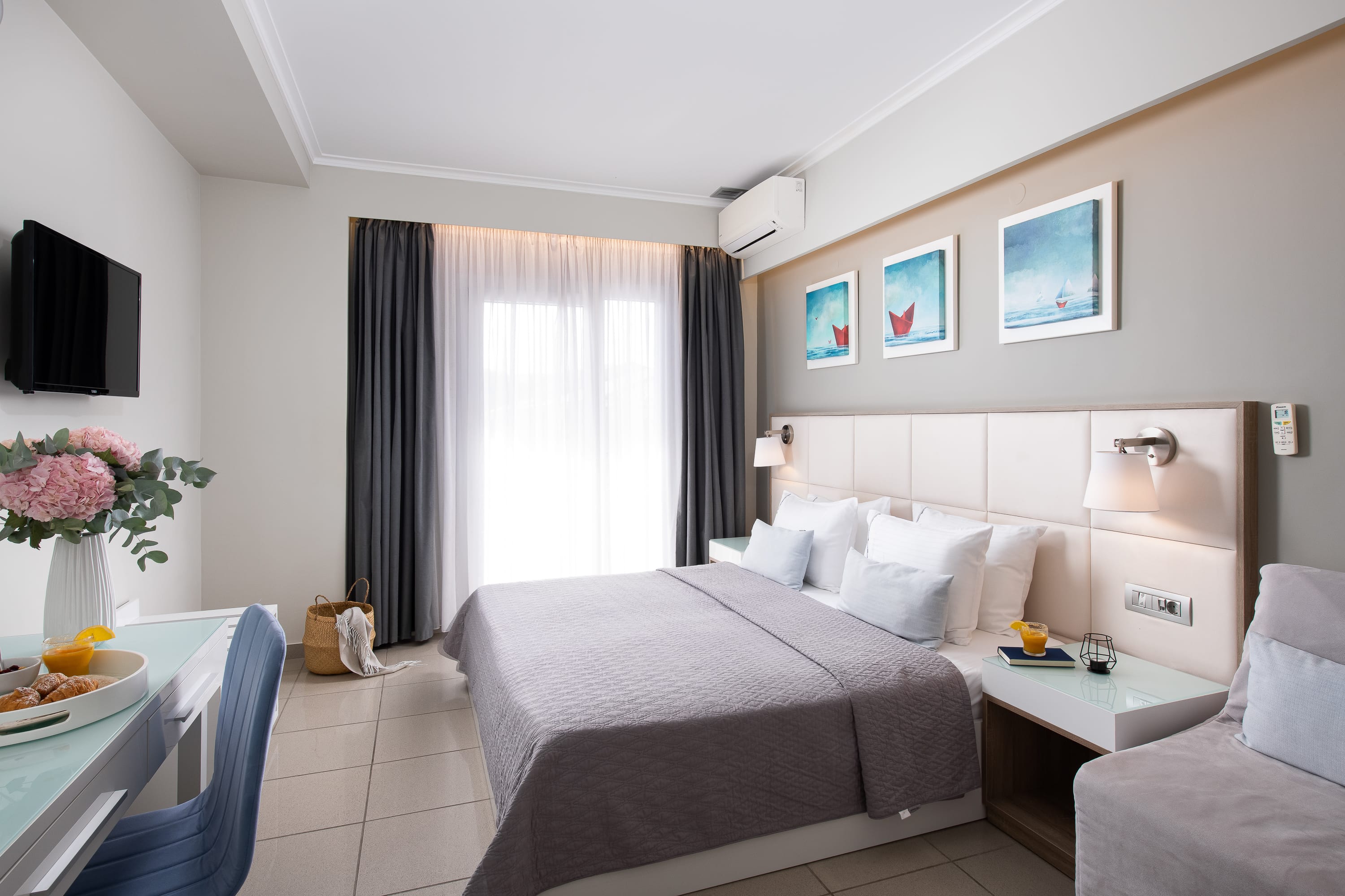 a room with a bed and a couch