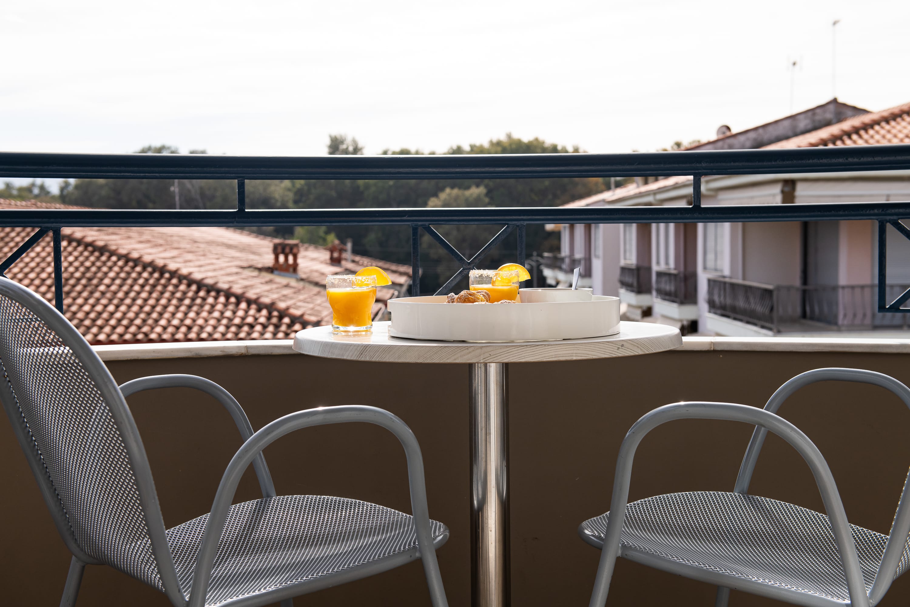 a table with a plate of fruit on it
