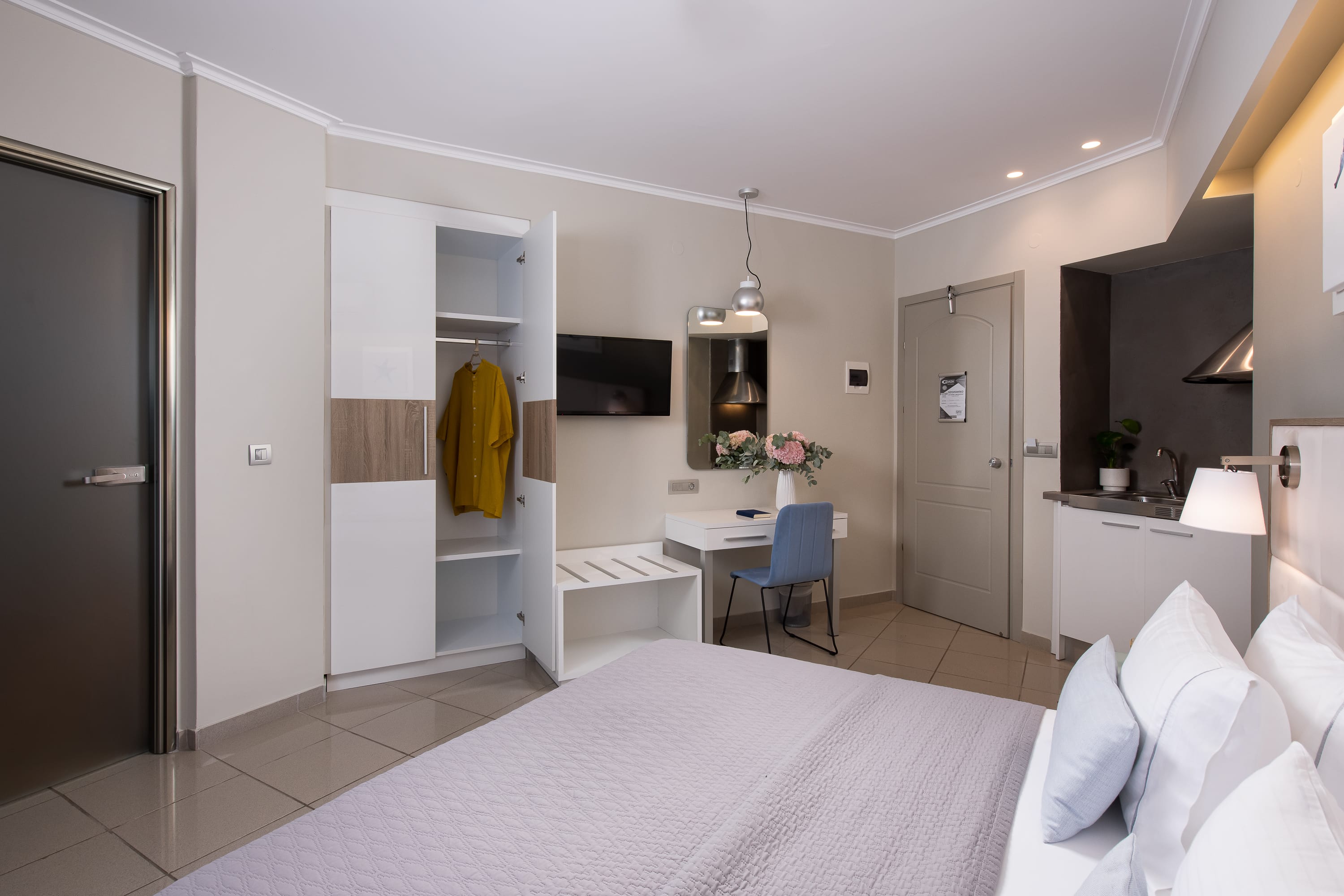 a modern looking bedroom