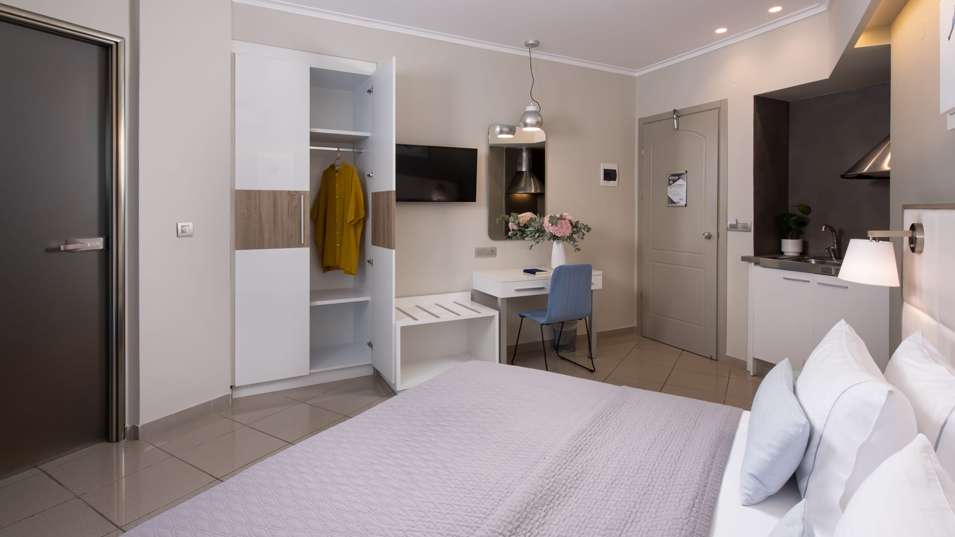 a modern looking bedroom