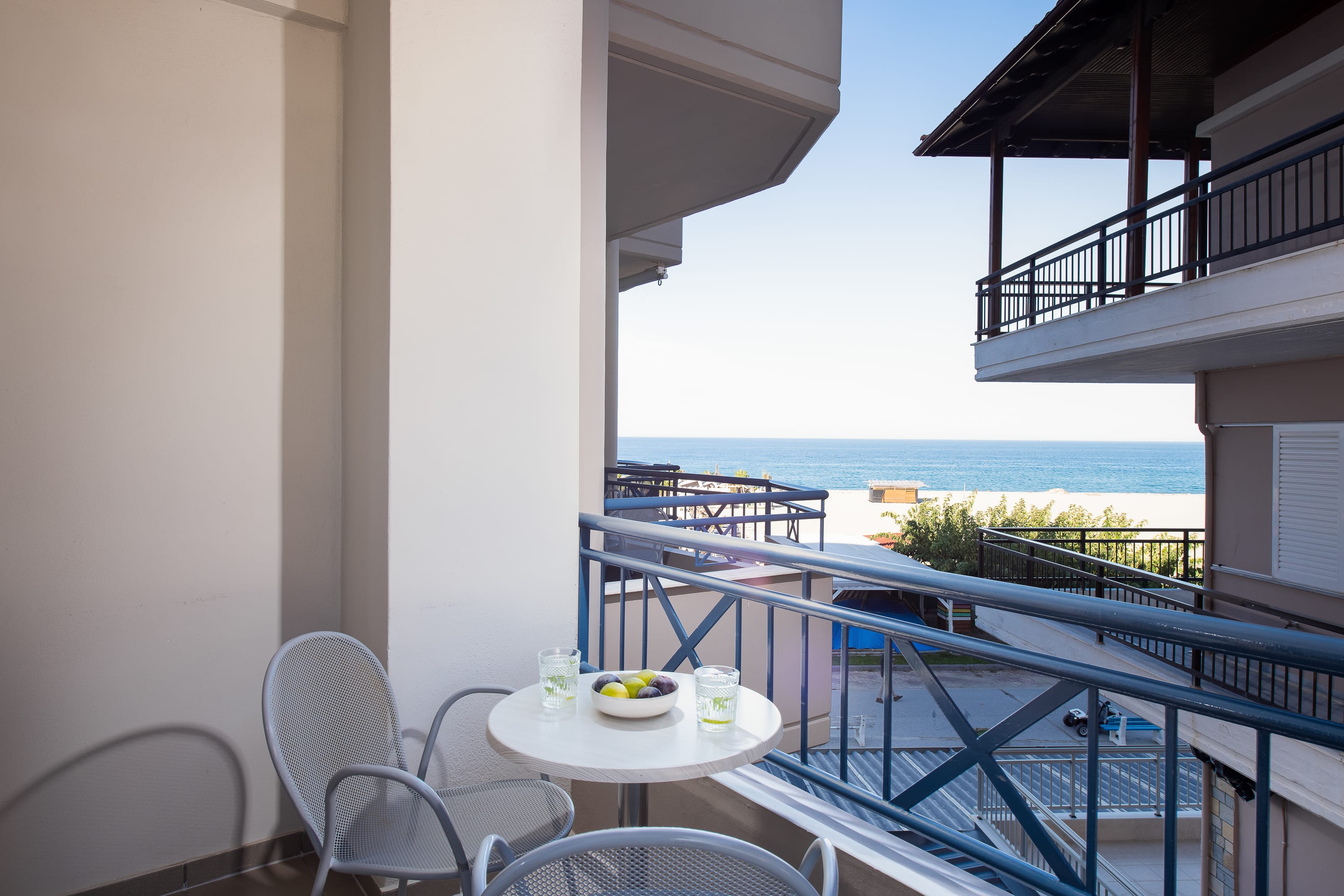 a balcony overlooking the ocean