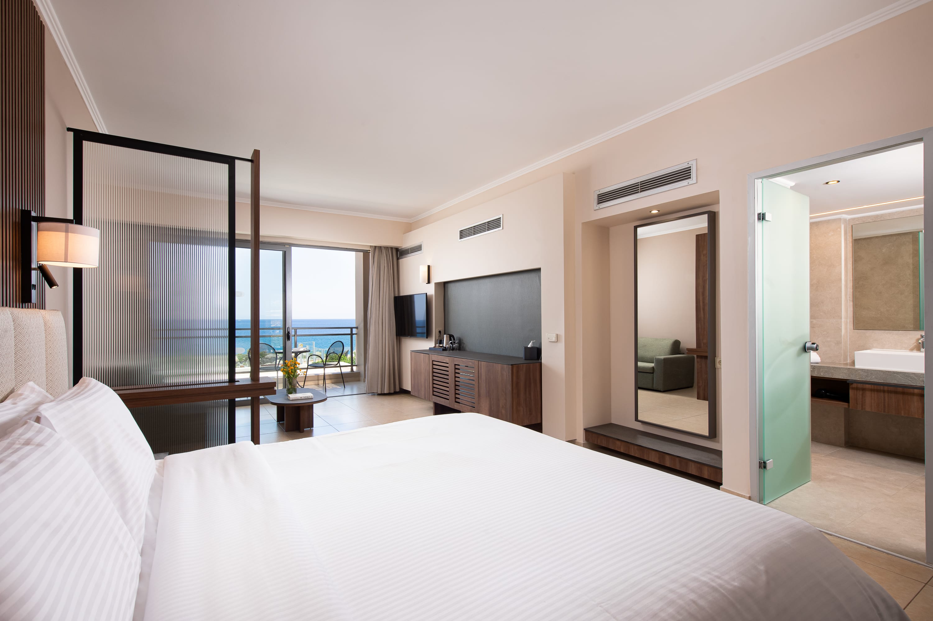 a bedroom with a large bed