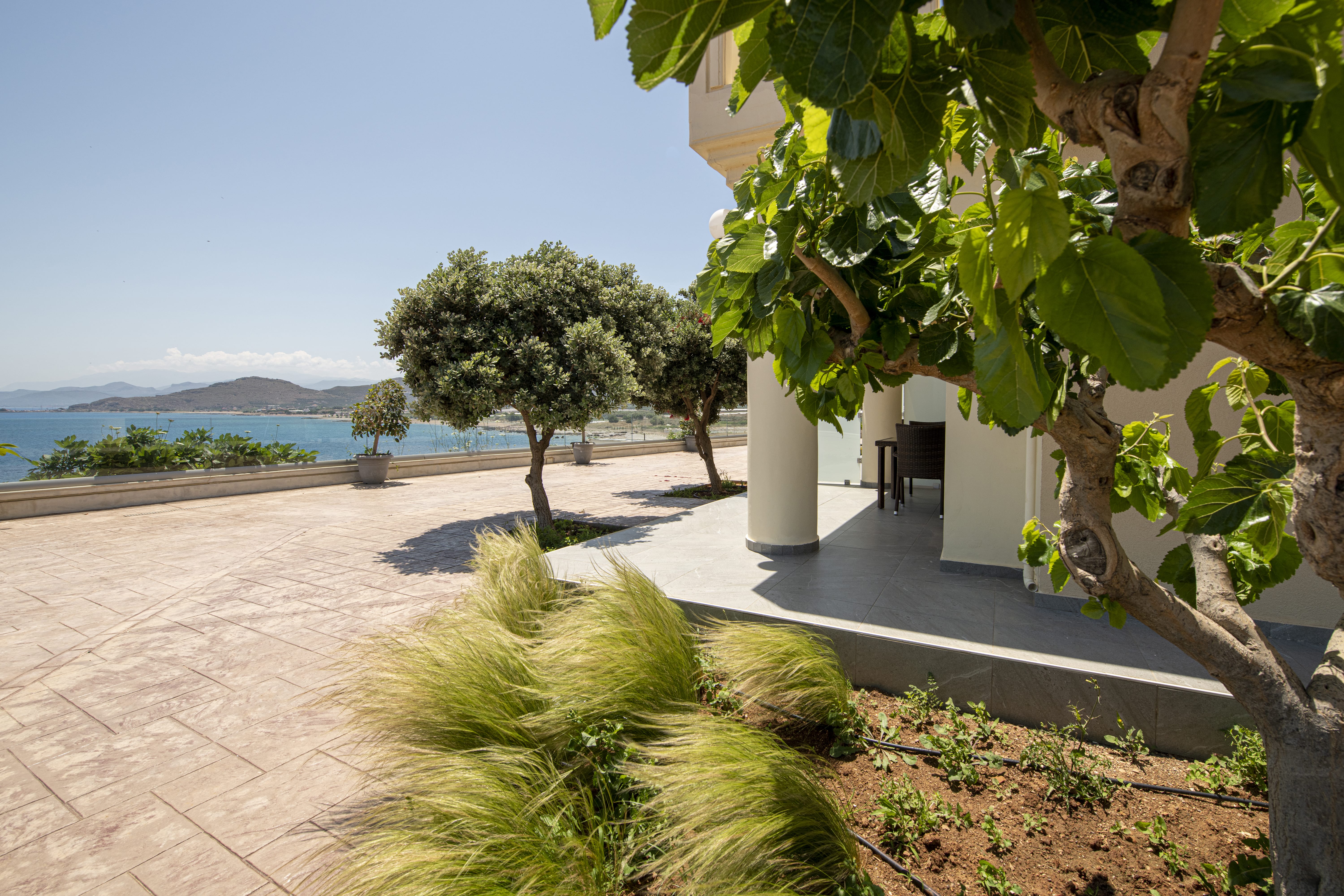 a building with trees and plants