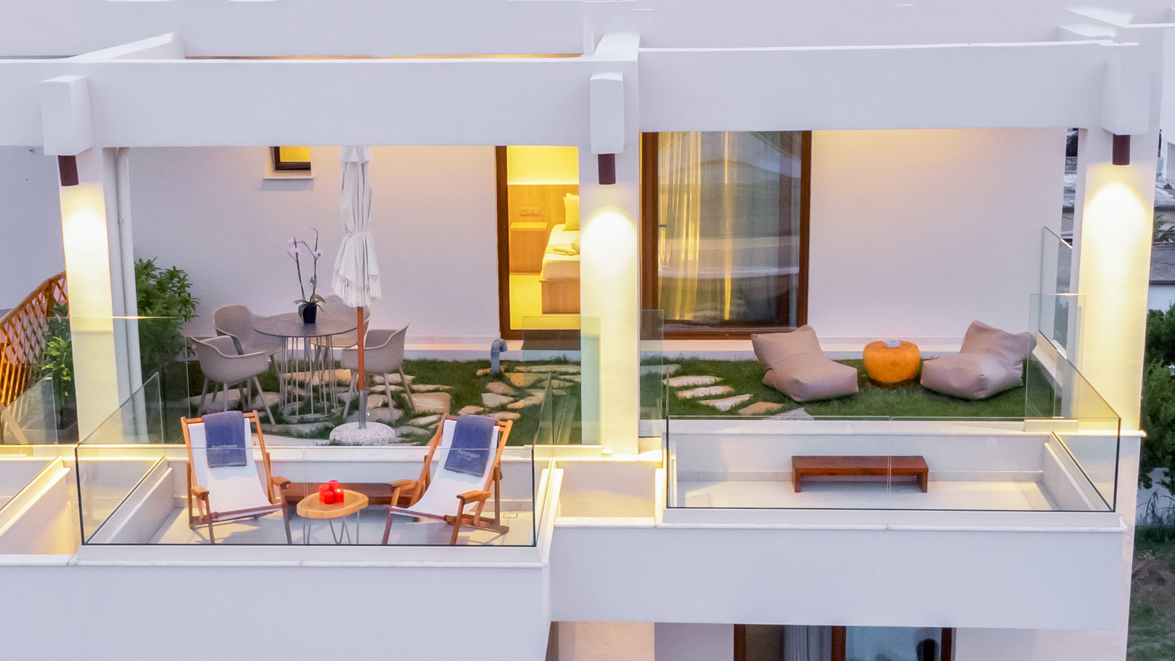 a room with a table and chairs