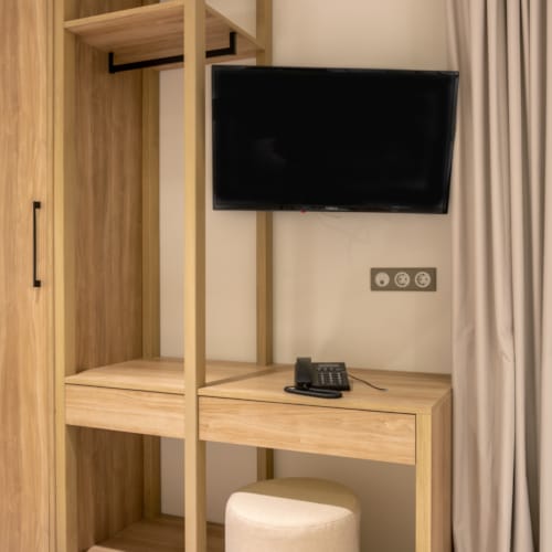 a tv on a stand