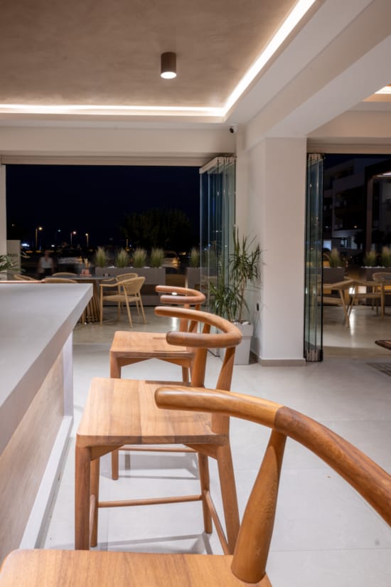 a room with tables and chairs